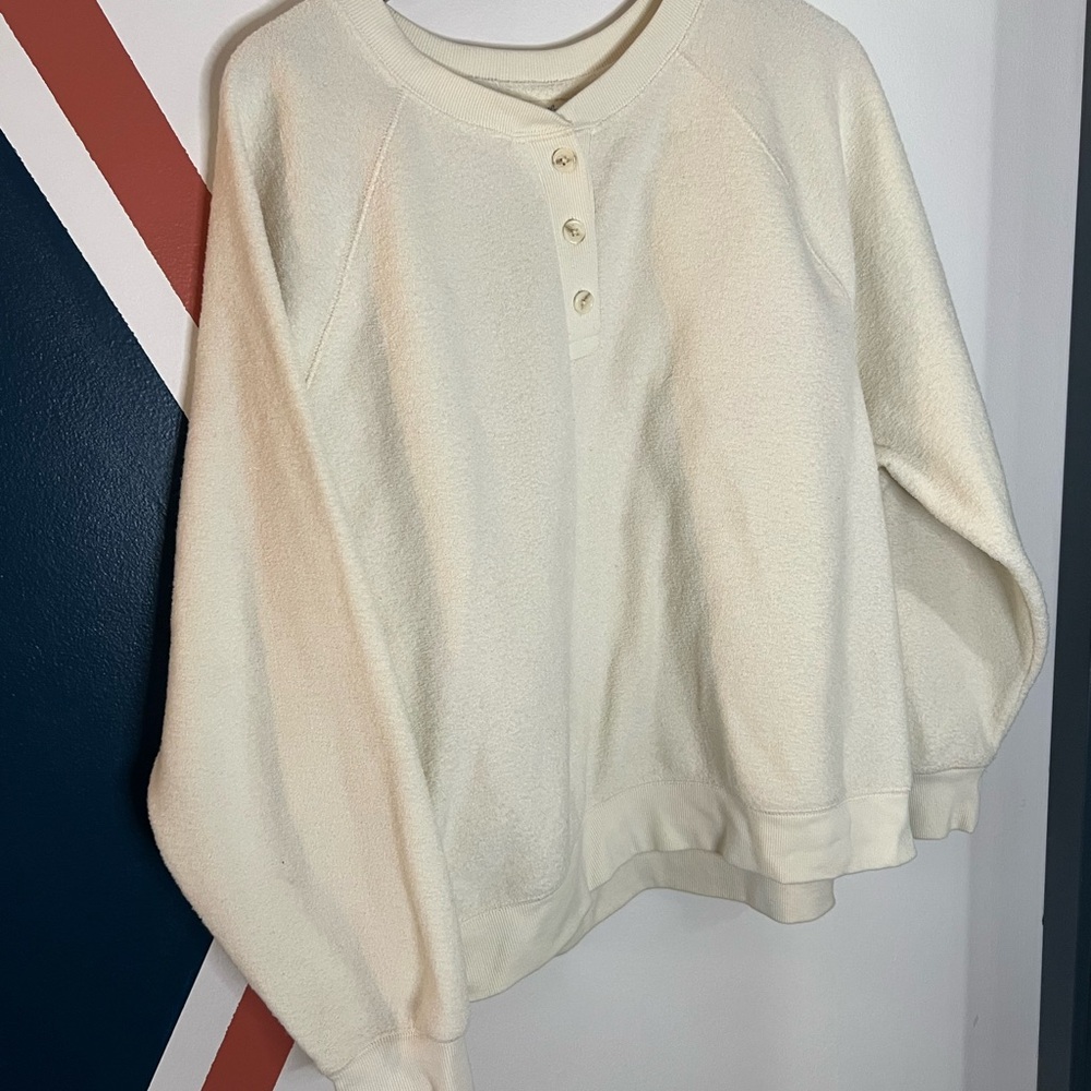 Universal Thread Cream Henley Sherpa Sweater